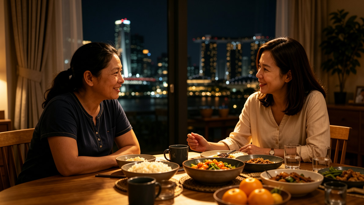 Employer showing appreciation to a domestic helper for her work